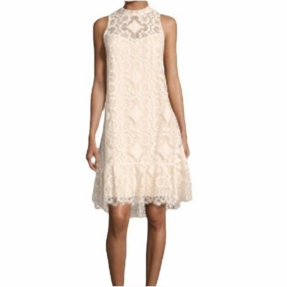 Erin Fetherston cream lace peplum eyelet dress
